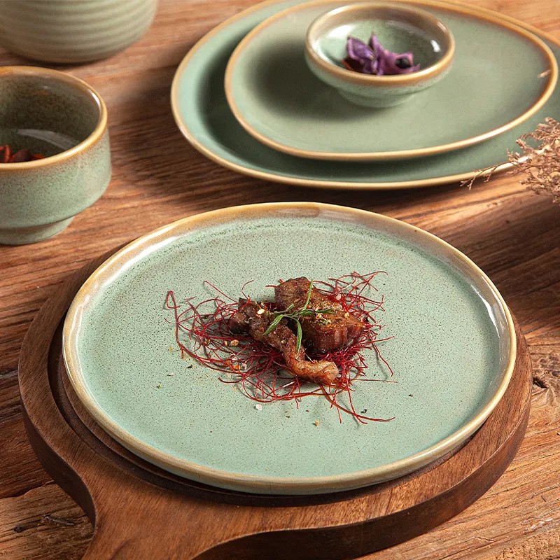 Green Ceramic Restaurant Plate